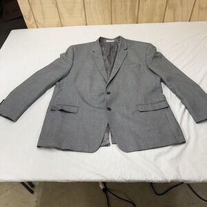 Ralph Lauren Sport Coat - Blazer Mens 52L Blue GreyWindowpane 52%silk 48% Wool